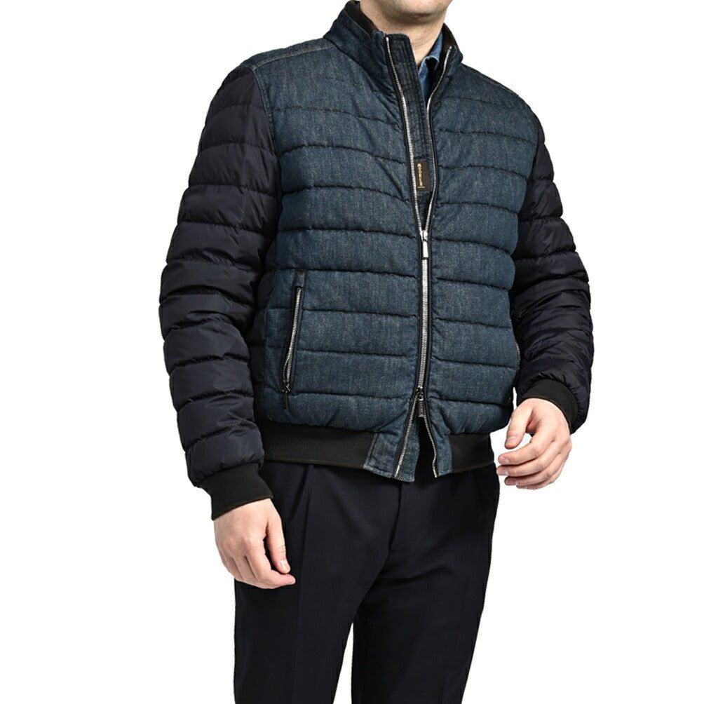 SALE|MOORER SANTIS - 705 デニム×ナイロン 異素材コンビダウンジャケット|418209 - 46|GUARDAROBA MILANO OFFICIAL STORE