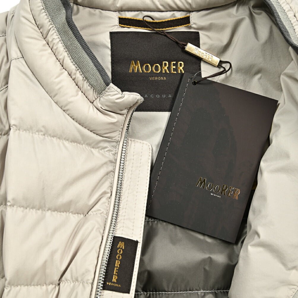 MOORER "STARUSS - S3" ストレッチナイロン スタンドカラーライトダウンジャケット / ACQUA RESISTANT(撥水)|418254 - 56|GUARDAROBA MILANO OFFICIAL STORE