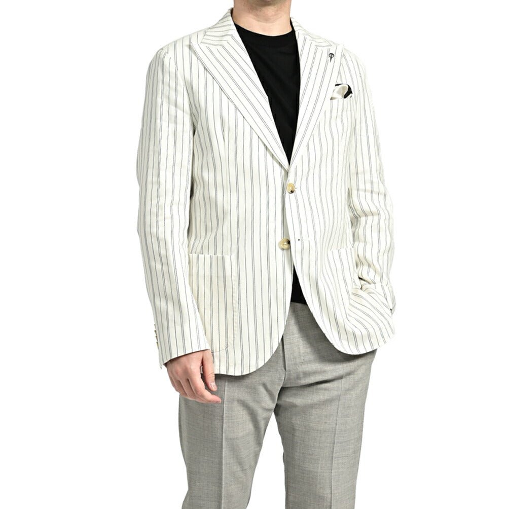 SALE|PAOLONI コットンリネン 2Bシングルテーラードジャケット / MANIFATTURA|418867 - 48|GUARDAROBA MILANO OFFICIAL STORE