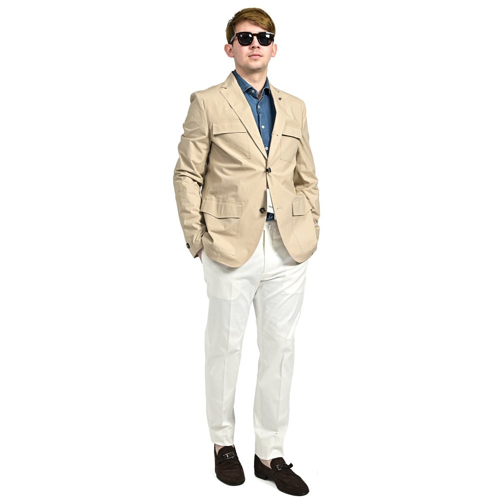 PAOLONI ストレッチコットン 段返り3Bシングルサファリジャケット|418875|GUARDAROBA MILANO OFFICIAL STORE