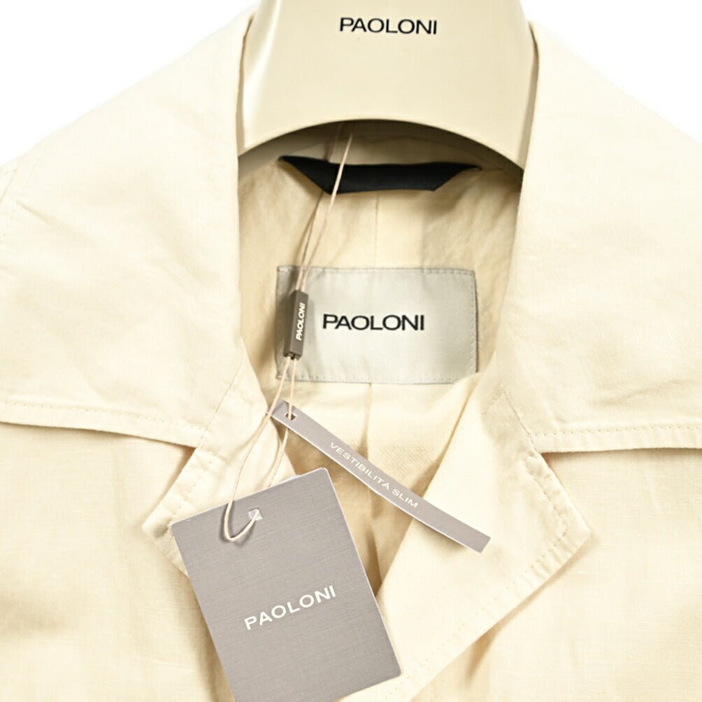 SALE|PAOLONI コットンリネン オープンカラーサファリジャケット / MANIFATTURA|418767|GUARDAROBA MILANO OFFICIAL STORE