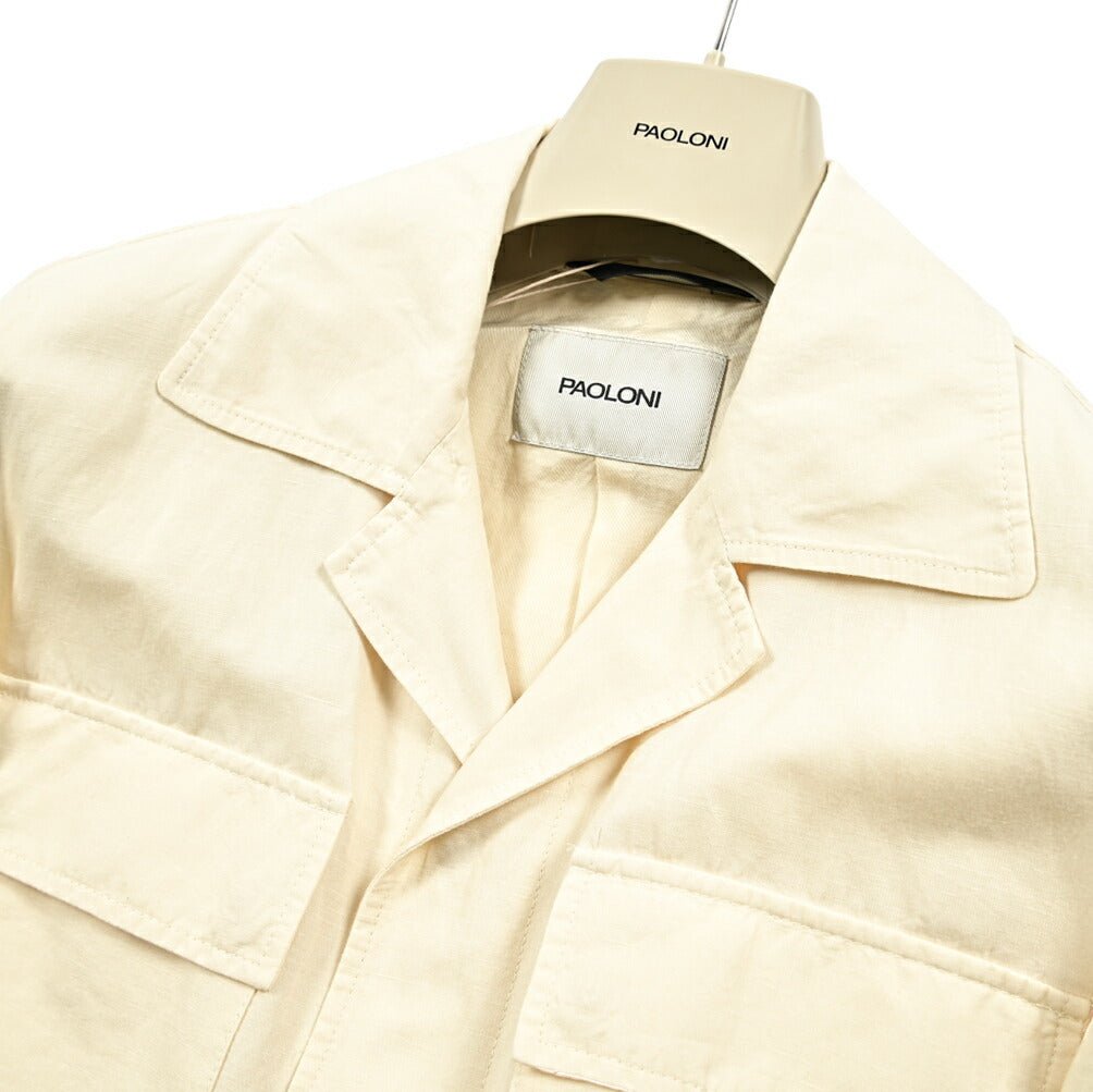 SALE|PAOLONI コットンリネン オープンカラーサファリジャケット / MANIFATTURA|418767|GUARDAROBA MILANO OFFICIAL STORE