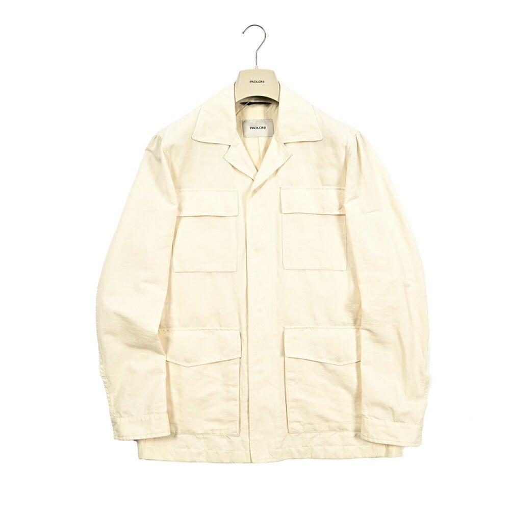 SALE|PAOLONI コットンリネン オープンカラーサファリジャケット / MANIFATTURA|418767|GUARDAROBA MILANO OFFICIAL STORE
