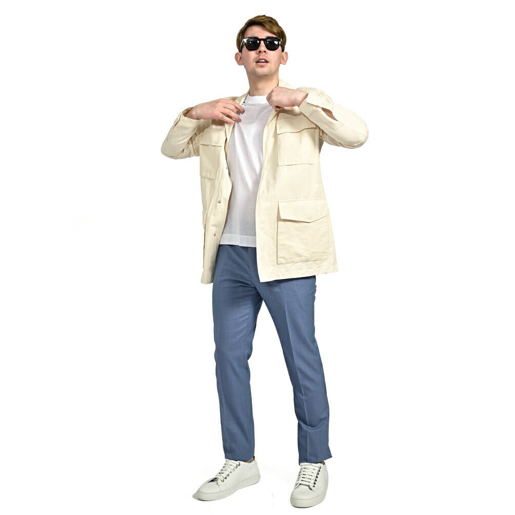 SALE|PAOLONI コットンリネン オープンカラーサファリジャケット / MANIFATTURA|418767|GUARDAROBA MILANO OFFICIAL STORE