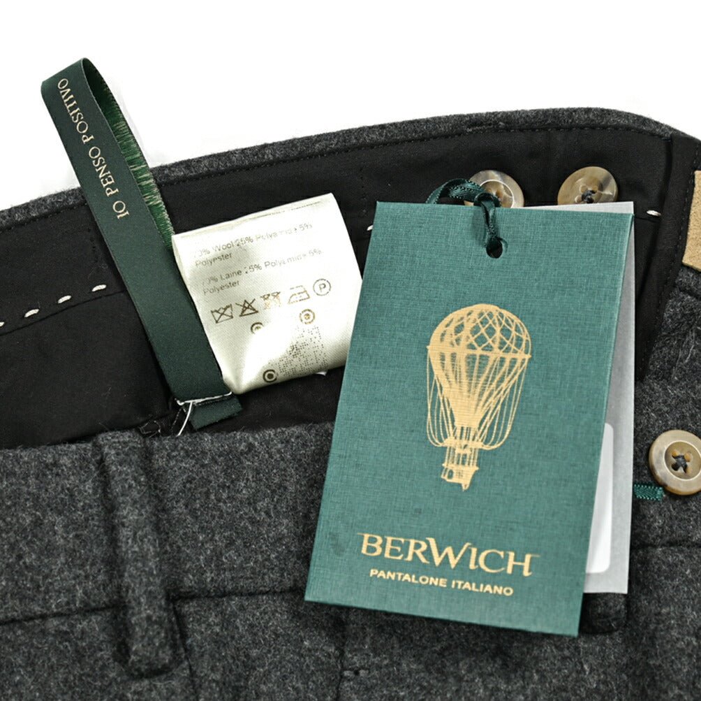 SALE|BERWICH MORELLO ウールフランネル ノータックスラックス|413285|GUARDAROBA MILANO OFFICIAL STORE