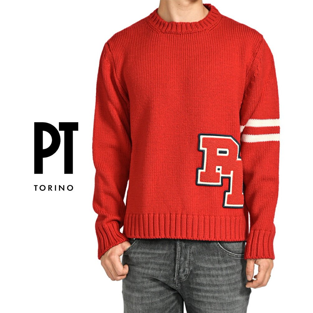 SALE|PT TORINO ヴァージンウール100% クルーネックミドルゲージニットセーター / PT01|397366 - 50|GUARDAROBA MILANO OFFICIAL STORE