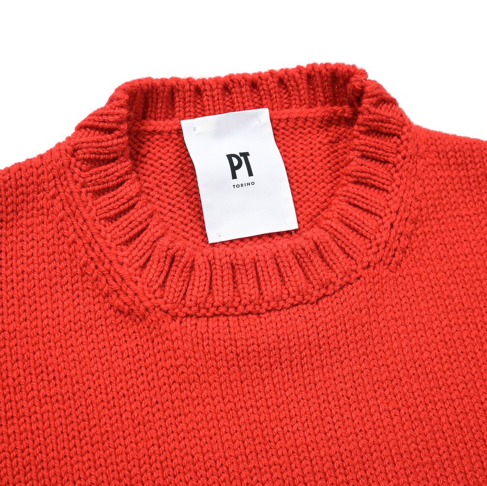 SALE|PT TORINO ヴァージンウール100% クルーネックミドルゲージニットセーター / PT01|397366 - 50|GUARDAROBA MILANO OFFICIAL STORE