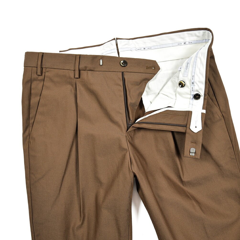 SALE|PT TORINO ACTIVE MASTER FIT ストレッチコットンナイロンチノ ワンタックスラックス / PT01|410670 - 48|GUARDAROBA MILANO OFFICIAL STORE