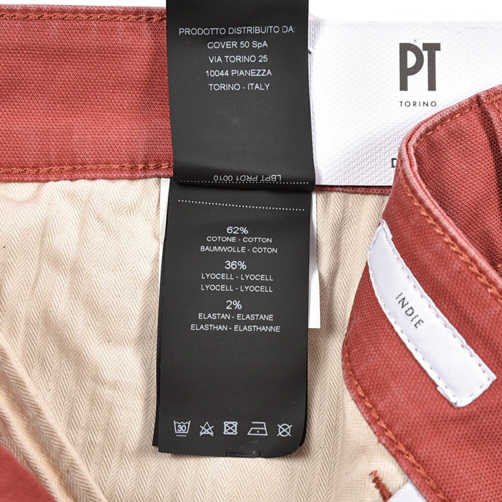 PT TORINO DENIM "INDIE" リヨセル混コットンチノ ストレッチテーパードパンツ ピンク 35 | GUARDAROBA MILANO OFFICIAL STORE