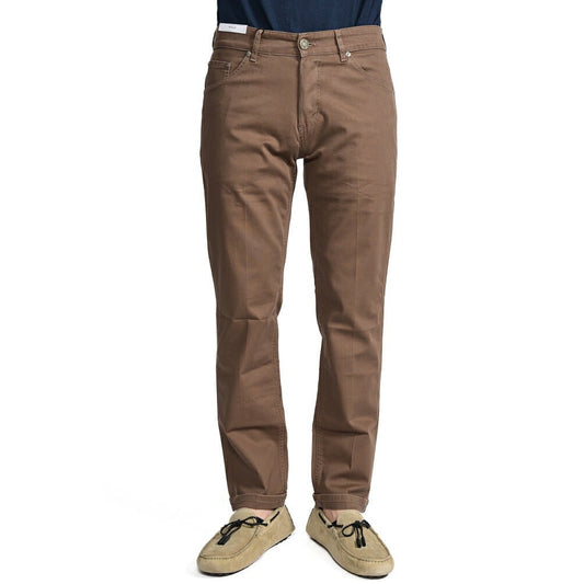 PT TORINO DENIM "REGGAE" リヨセル混コットン ストレッチテーパードパンツ ブラウン 30 | GUARDAROBA MILANO OFFICIAL STORE
