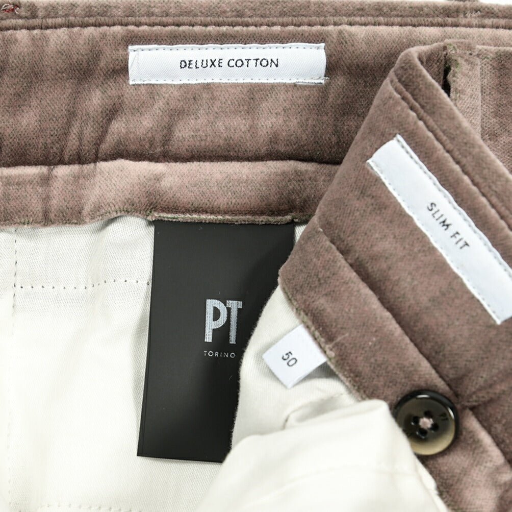 SALE|PT TORINO SLIM FIT コットン100% ベルベットクロスノータックカーゴスラックス (DELUXE COTTON) / PT01|410520 - 48|GUARDAROBA MILANO OFFICIAL STORE
