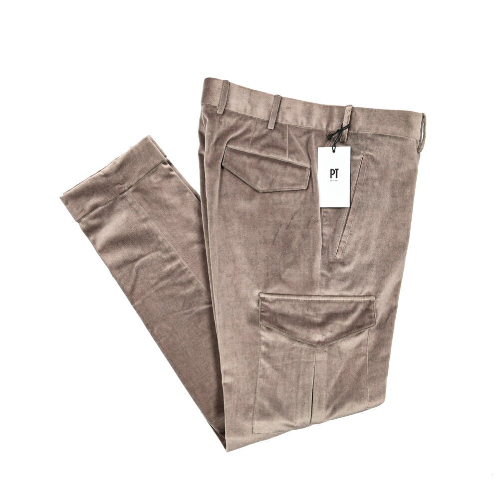 SALE|PT TORINO SLIM FIT コットン100% ベルベットクロスノータックカーゴスラックス (DELUXE COTTON) / PT01|410520 - 48|GUARDAROBA MILANO OFFICIAL STORE