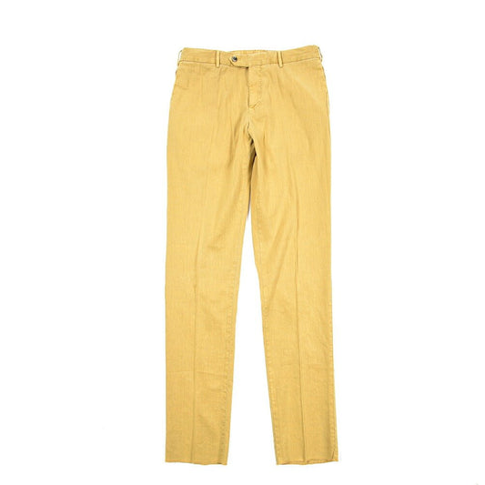PT TORINO "SLIM FIT" リネン混コットン ドローコード付きノータックパンツ イエロー 52 | GUARDAROBA MILANO OFFICIAL STORE