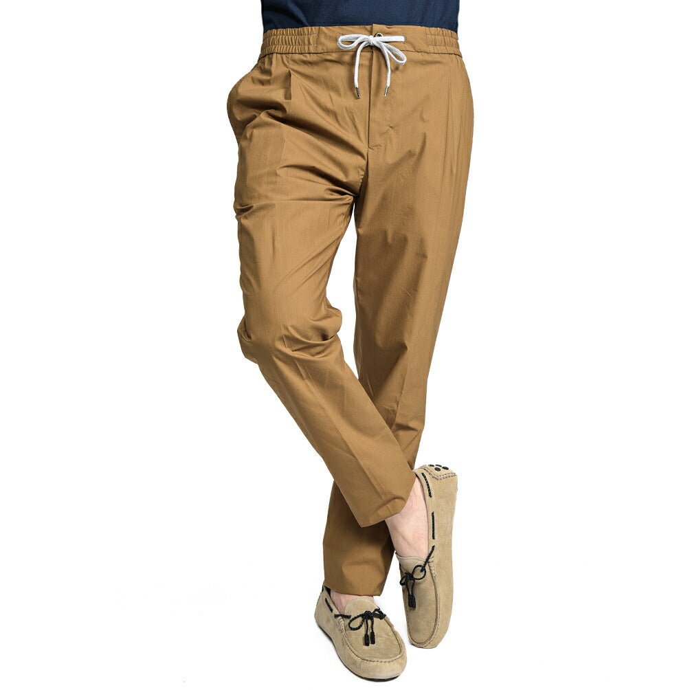 PT TORINO "SOFT FIT" ナイロン混コットン ドローコード付きイージーパンツ ブラウン 44 | GUARDAROBA MILANO OFFICIAL STORE