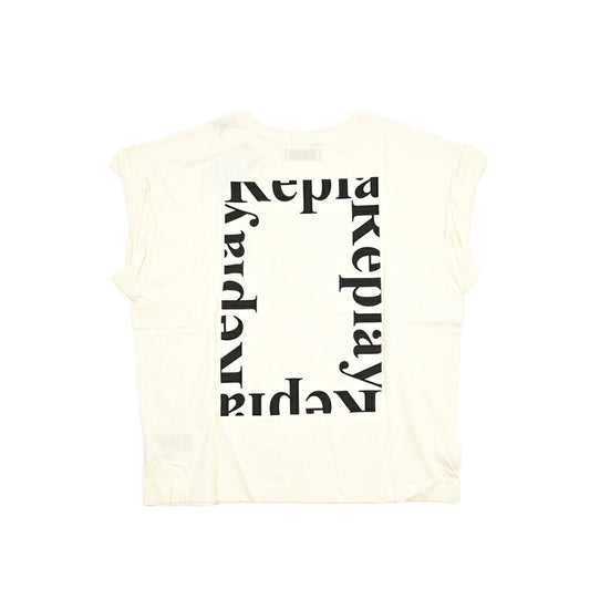 REPLAY オーガニックコットン100% ノースリーブTシャツ / レディース オフホワイト S | GUARDAROBA MILANO OFFICIAL STORE
