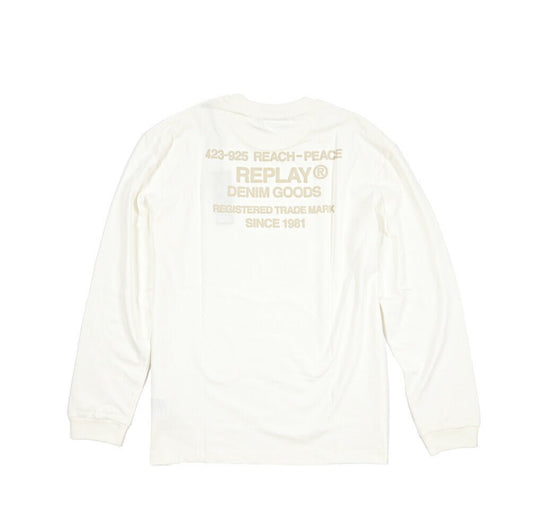 REPLAY コットン100% リラックスフィット長袖 Tシャツ ホワイト L | GUARDAROBA MILANO OFFICIAL STORE