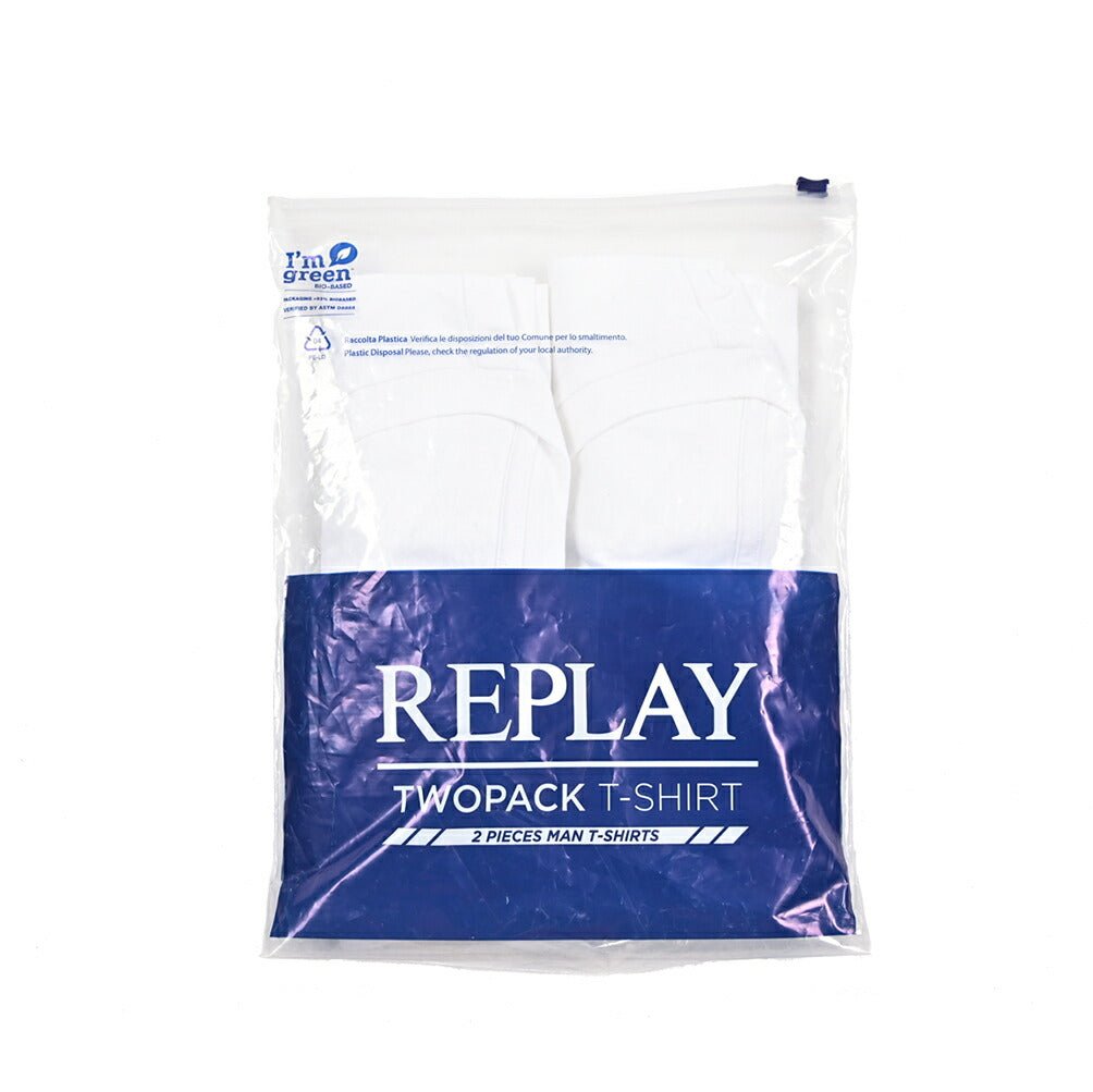 REPLAY 2Pack Tee Vネック半袖Tシャツ ホワイト S | GUARDAROBA MILANO OFFICIAL STORE