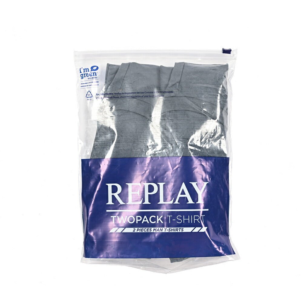 REPLAY 2Pack Tee Vネック半袖Tシャツ グレー M | GUARDAROBA MILANO OFFICIAL STORE