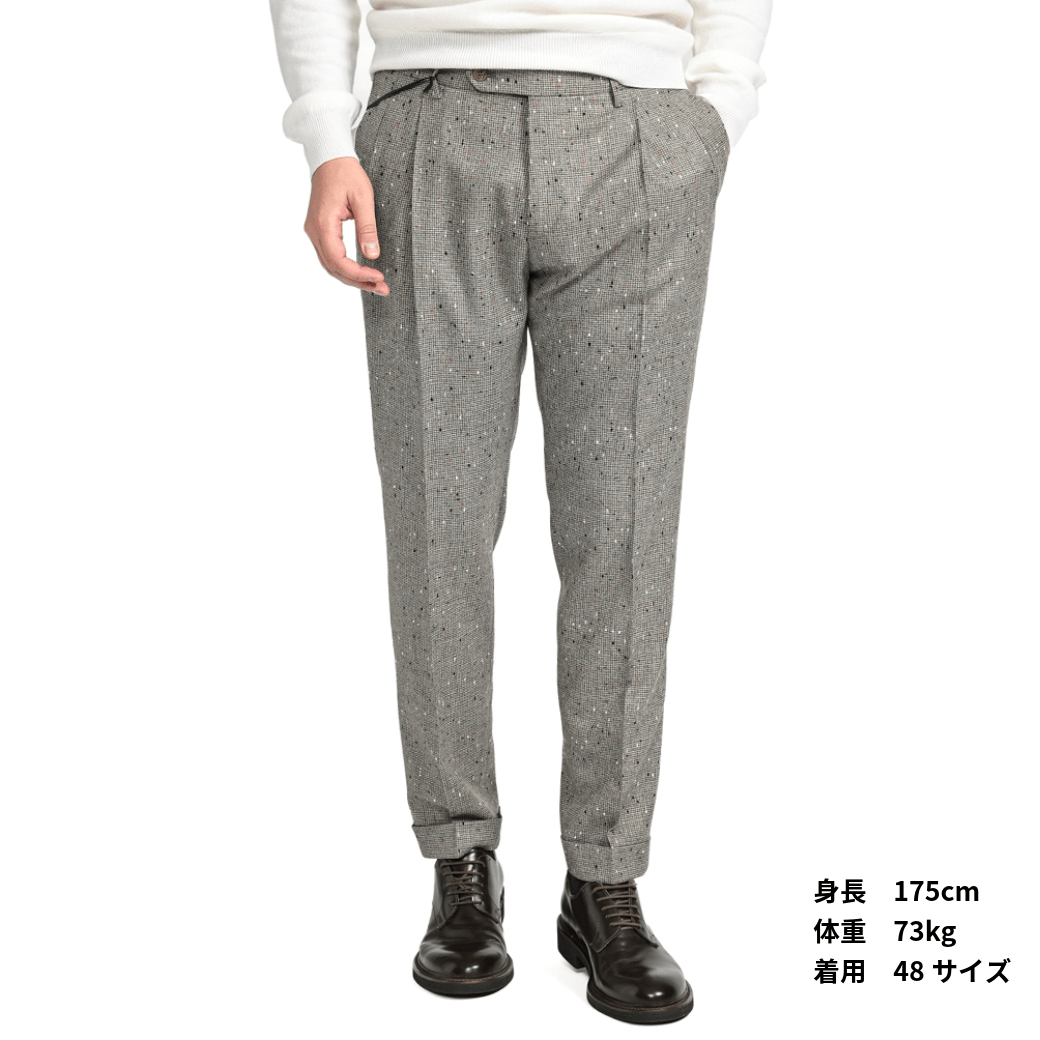 SALE|BERWICH BARBER ヴァージンウール100% カラーネップツータックスラックス|411673 - 50|GUARDAROBA MILANO OFFICIAL STORE
