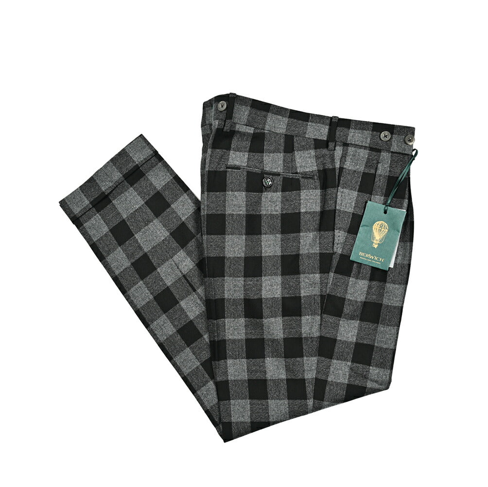 SALE|BERWICH BARBER ナチュラルストレッチウール100% ツータックスラックス|GUARDAROBA MILANO OFFICIAL STORE
