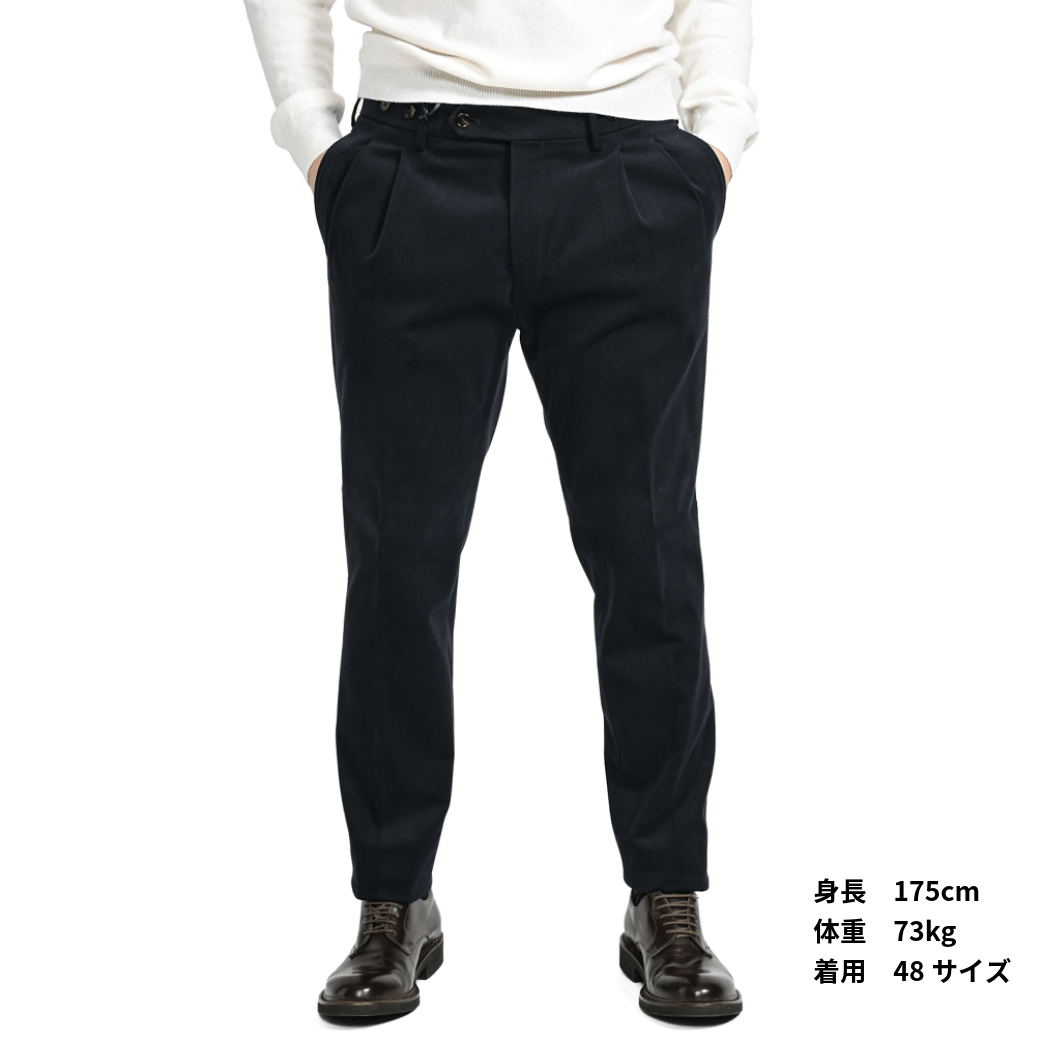 SALE|BERWICH BARBER ストレッチコットン ツータックチノスラックス|412027 - 48|GUARDAROBA MILANO OFFICIAL STORE
