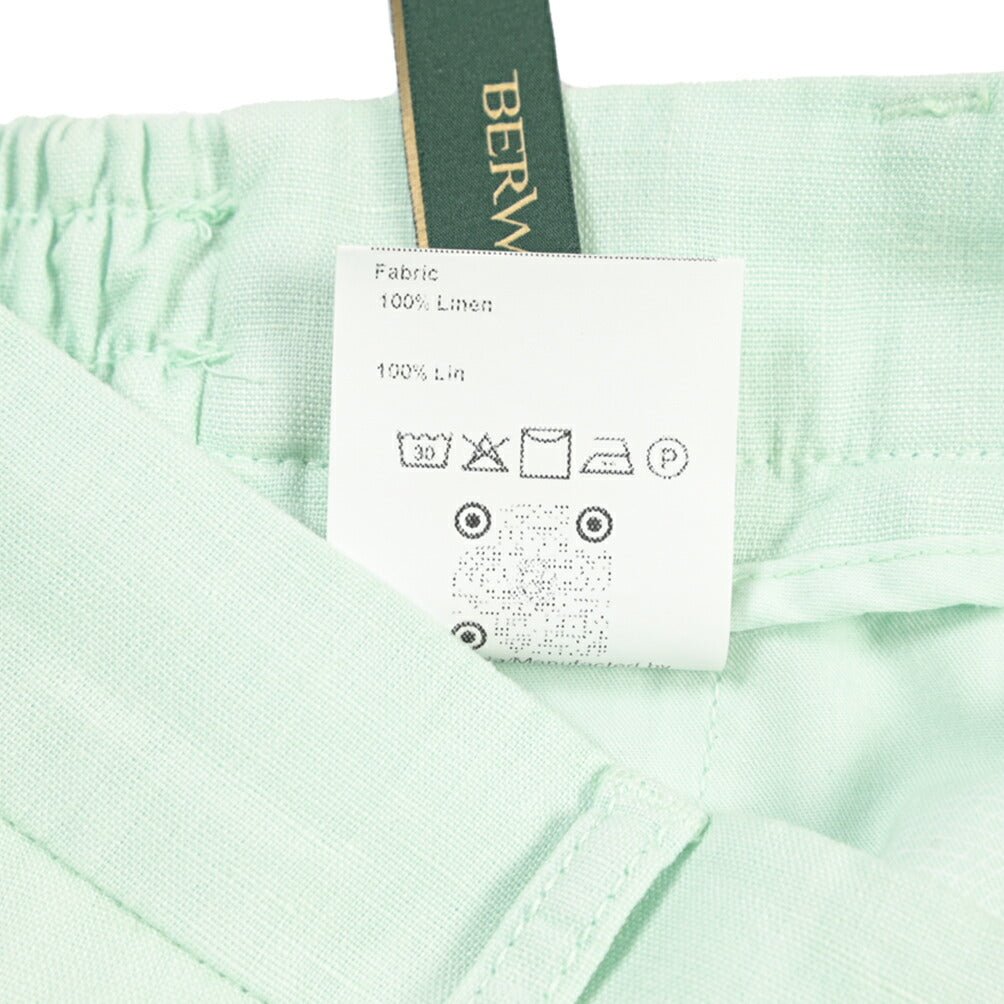 SALE|BERWICH “BERMUDA ELAX-GD” リネン100% ノータックショーツ ライトグリーン(lt verde924) 48 | GUARDAROBA MILANO OFFICIAL STORE