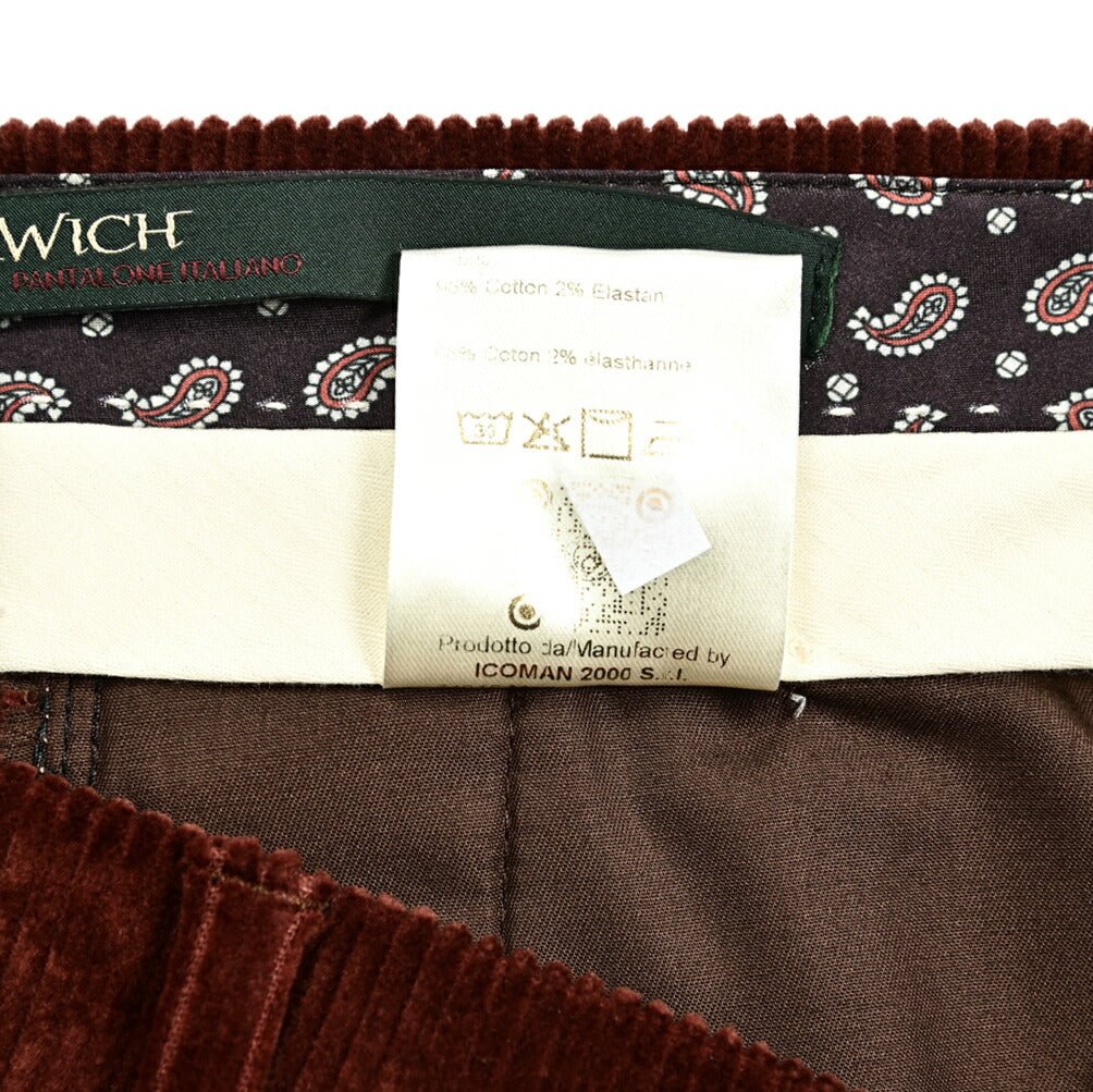 SALE|BERWICH NEGRONI LUX ストレッチコットンコーデュロイ ツータックスラックス|411937 - 46|GUARDAROBA MILANO OFFICIAL STORE