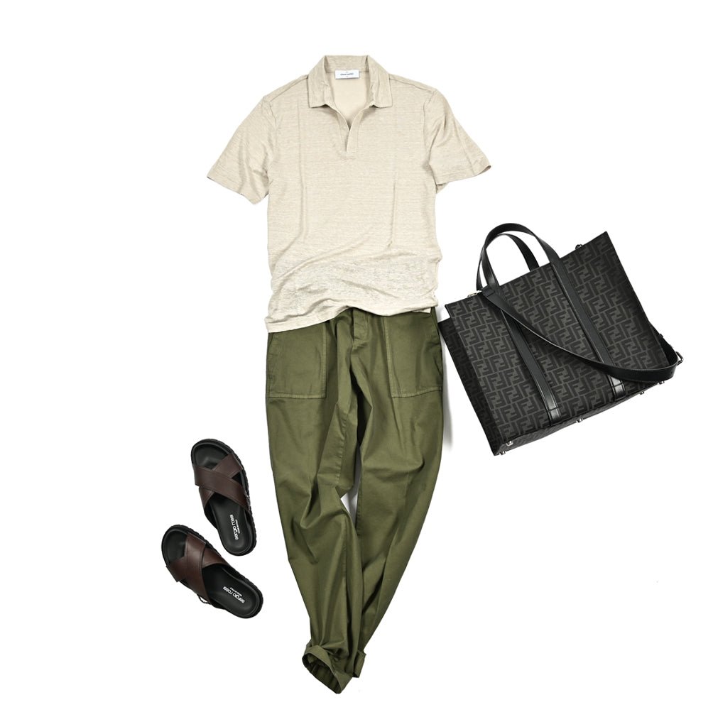 SALE|GRAN SASSO リネン100% スキッパーカラー半袖ポロシャツ|422386 - 46|GUARDAROBA MILANO OFFICIAL STORE