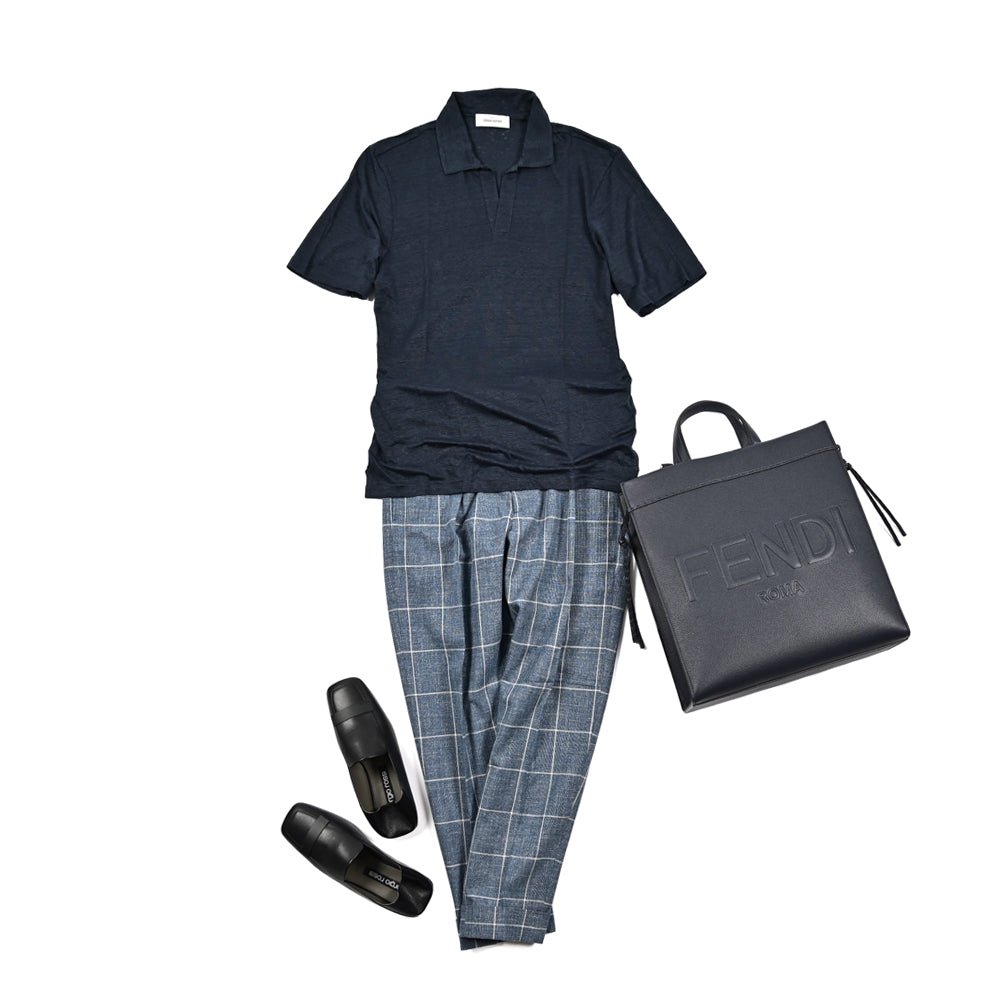 SALE|GRAN SASSO リネン100% スキッパーカラー半袖ニットポロシャツ|422394 - 44|GUARDAROBA MILANO OFFICIAL STORE