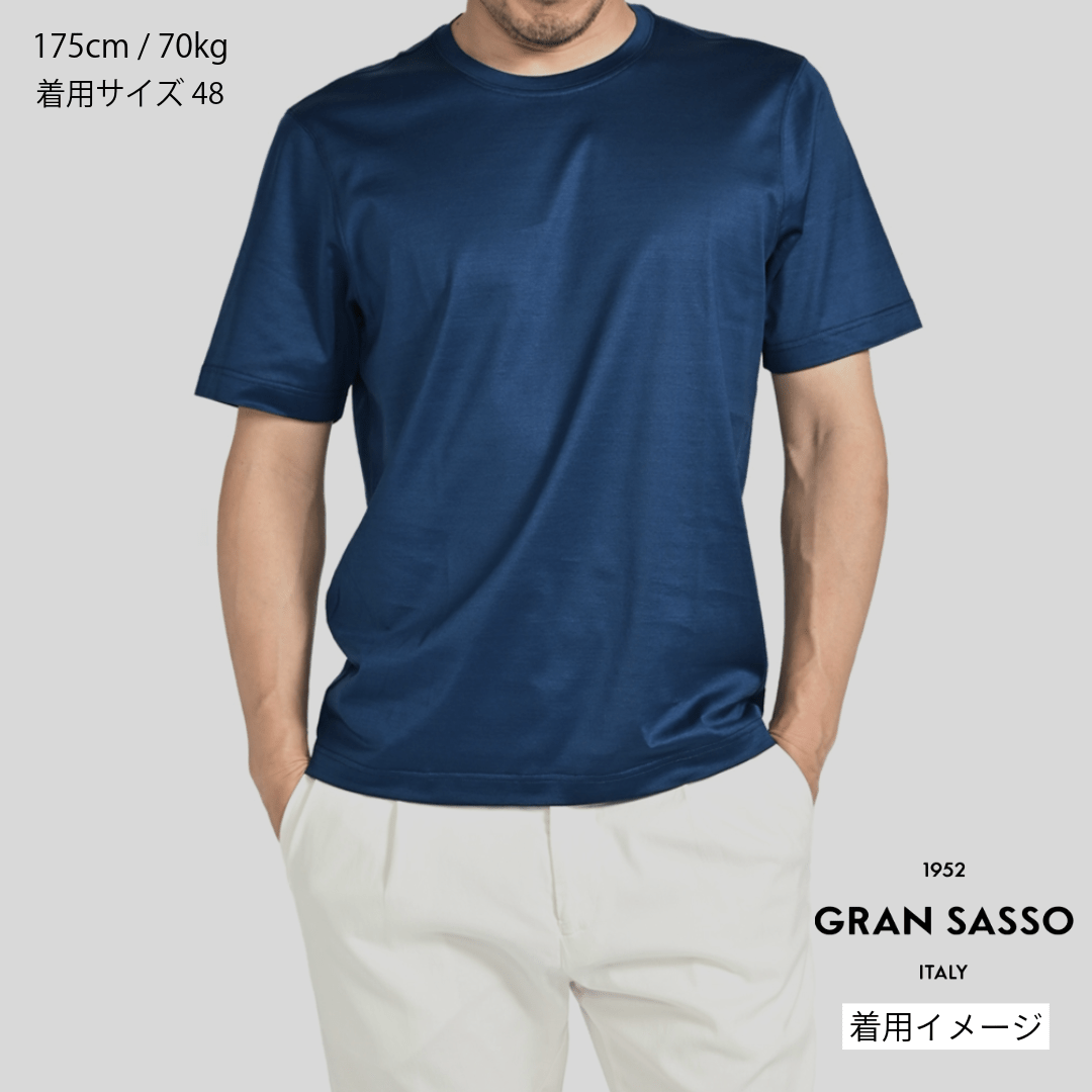 SALE|GRAN SASSO マーセライズコットン100% クルーネック半袖Tシャツ / FILO SCOZIA|422885 - 48|GUARDAROBA MILANO OFFICIAL STORE
