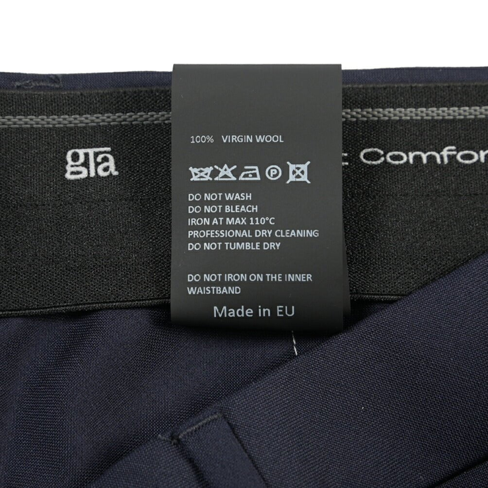 SALE|GTA “FEDERICO SL” ヴァージンウール100% ウエストバンド付きノータックスラックス / SLIM FIT ネイビー 48 | GUARDAROBA MILANO OFFICIAL STORE