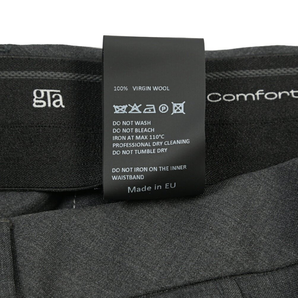 SALE|GTA “RICCARDO” ヴァージンウール100% ウエストバンド付きワンタックスラックス / SLIM FIT ダークグレー 50 | GUARDAROBA MILANO OFFICIAL STORE