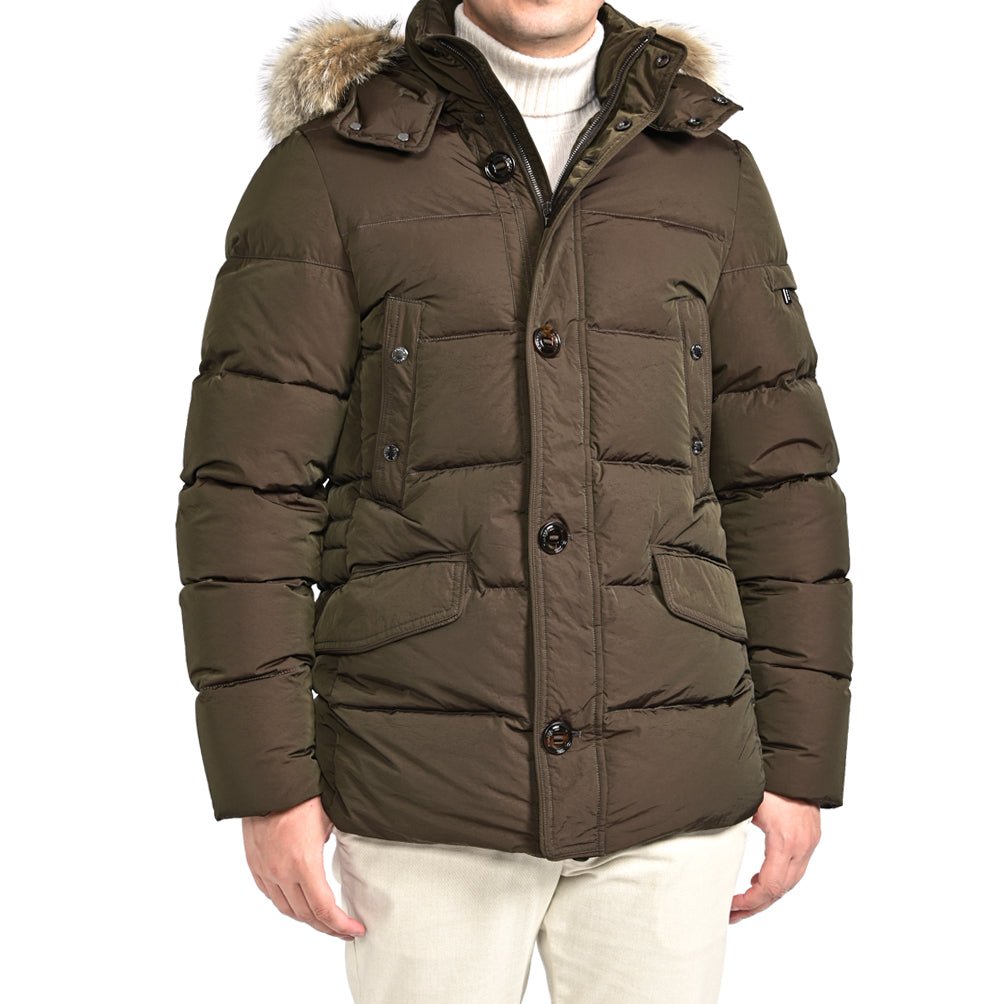 SALE|MOORER "ALPES - 4DM" ナイロン100% ファーフード付きダウンジャケット / ACQUA PROOF (防水)|420368 - 46|GUARDAROBA MILANO OFFICIAL STORE