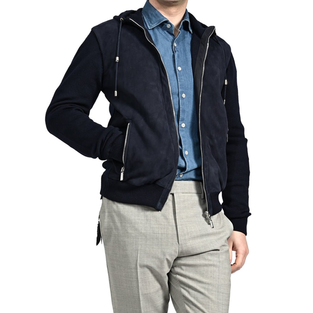 SALE|MOORER FRANS - URM 異素材コンビ ダブルジップニットパーカー|418086 - 48|GUARDAROBA MILANO OFFICIAL STORE