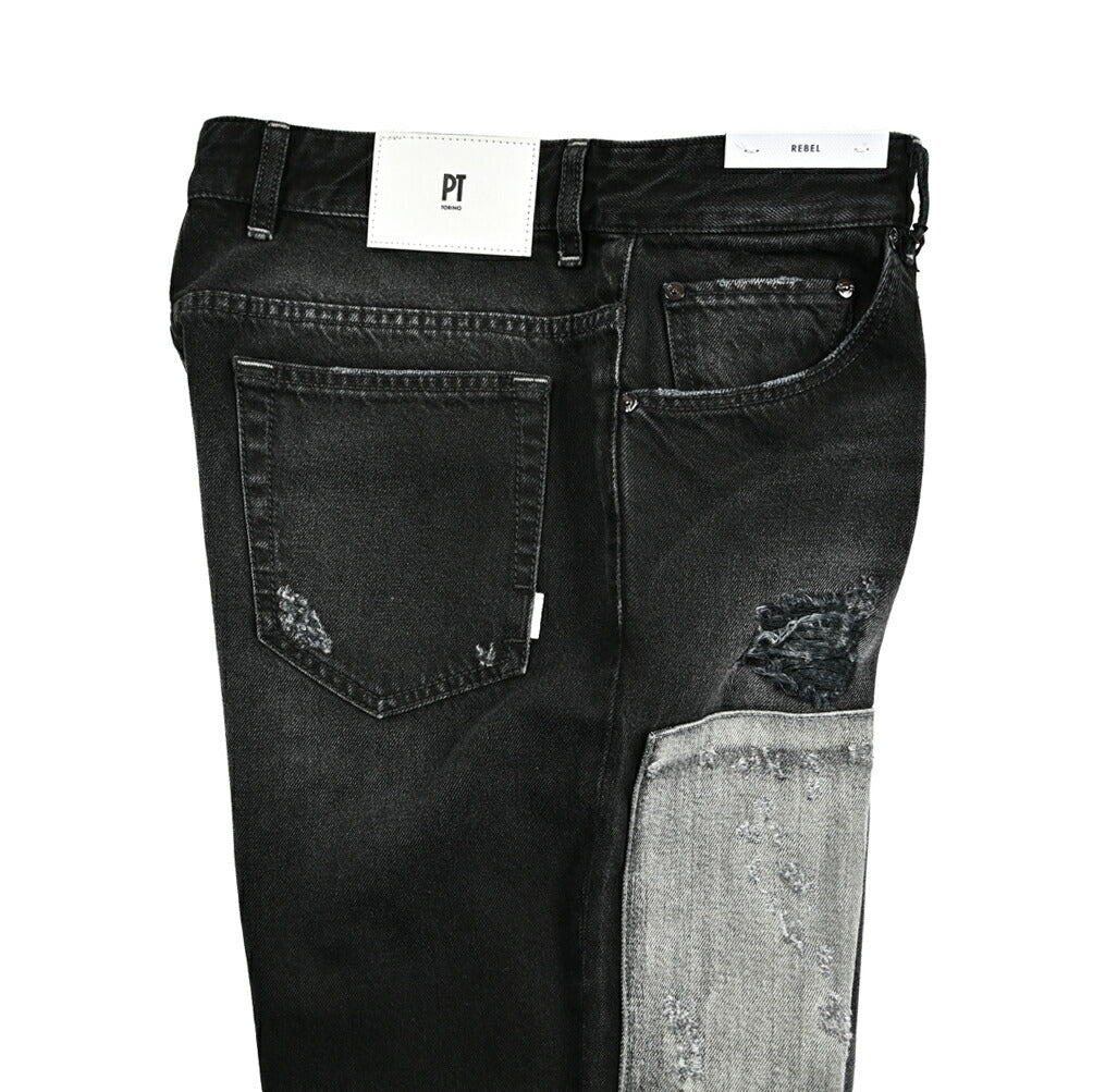 SALE|PT TORINO DENIM THE REBEL コットン100% パッチワークデニム ワイドジーンズ / PT05|417428 - 36|GUARDAROBA MILANO OFFICIAL STORE