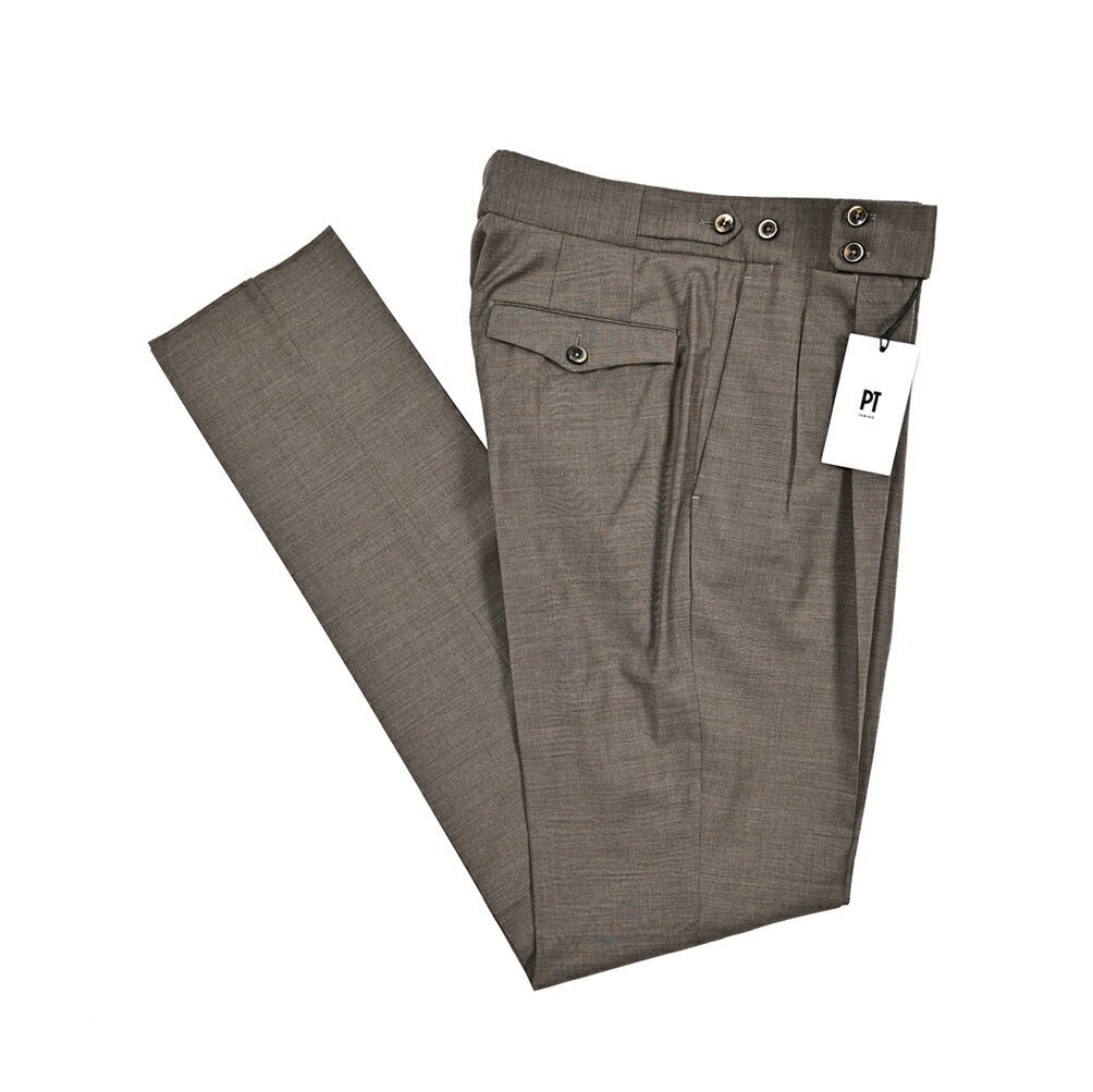 SALE|PT TORINO "GENTLEMAN FIT" ストレッチウール ツータックベルトレス スラックス|423385|GUARDAROBA MILANO OFFICIAL STORE