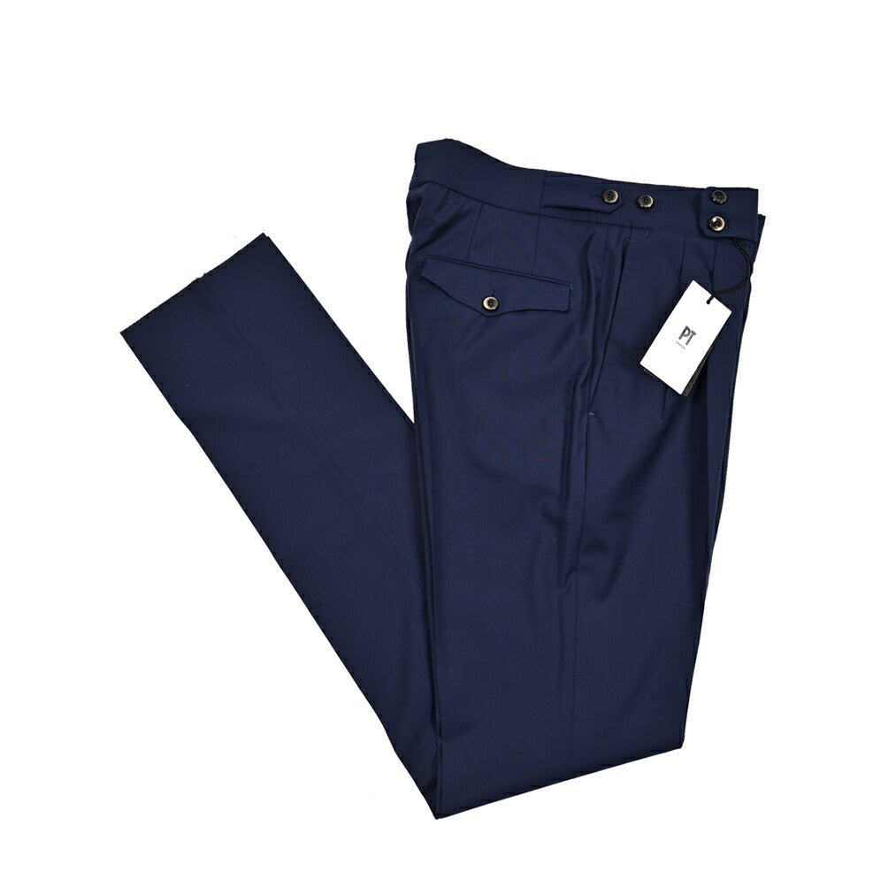 SALE|PT TORINO "GENTLEMAN FIT" ストレッチウール ツータックベルトレススラックス|423797 - 44|GUARDAROBA MILANO OFFICIAL STORE
