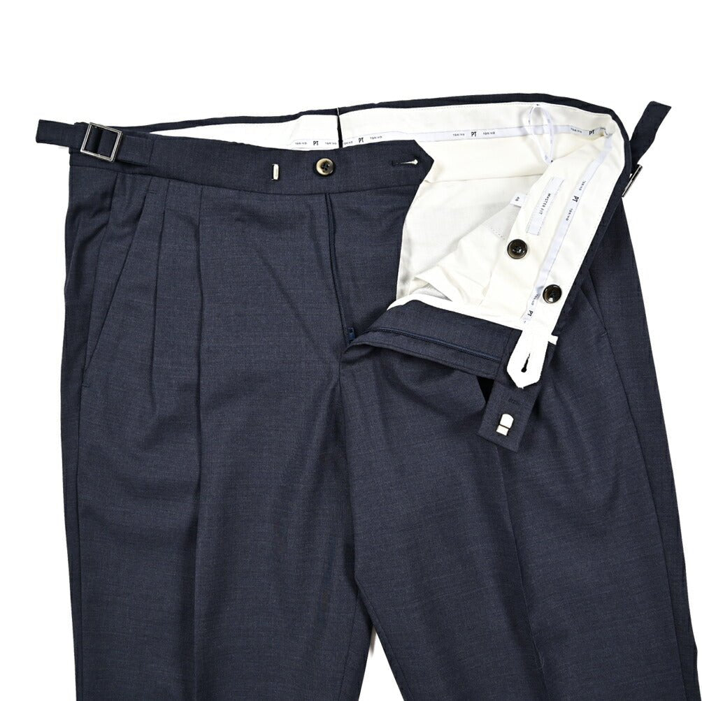 SALE|PT TORINO "MASTER FIT" ストレッチウール ベルトレステーパードスラックス|423826 - 48|GUARDAROBA MILANO OFFICIAL STORE
