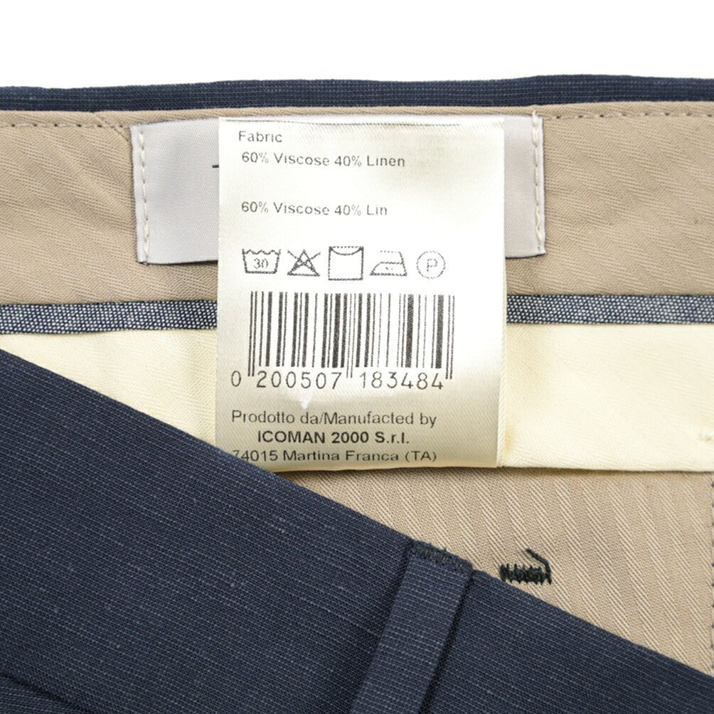 SUMMER SALE|26SS BERWICH “RETRO THECA 1P” リネン混 ワンタックスラックス ネイビー(navy) 44 | GUARDAROBA MILANO OFFICIAL STORE
