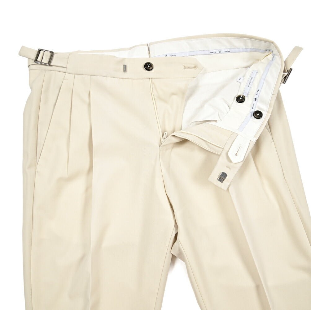 SUMMER SALE|PT TORINO "MASTER FIT" ストレッチウール ツータックベルトレススラックス|423306 - 46|GUARDAROBA MILANO OFFICIAL STORE