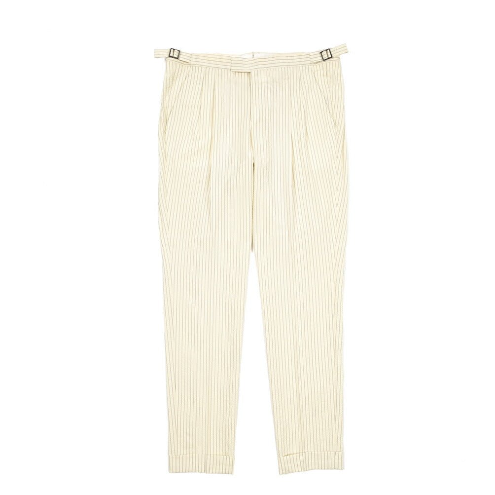 SUMMER SALE|PT TORINO "MASTER FIT" シアサッカーウール ツータックベルトレススラックス|423325|GUARDAROBA MILANO OFFICIAL STORE
