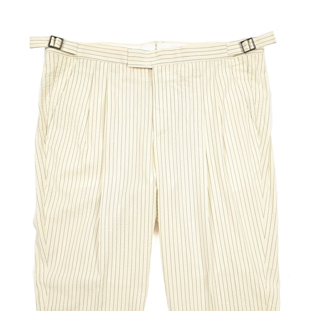 SUMMER SALE|PT TORINO "MASTER FIT" シアサッカーウール ツータックベルトレススラックス|423325|GUARDAROBA MILANO OFFICIAL STORE