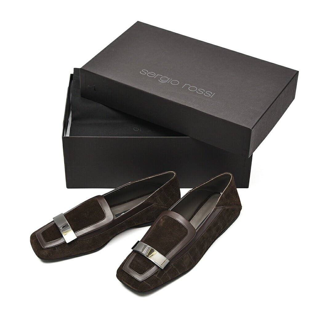 SALE|Sergio Rossi sr1 Slipper メタルプレートスリッパー スエードローファー|408082 - 5|GUARDAROBA MILANO OFFICIAL STORE