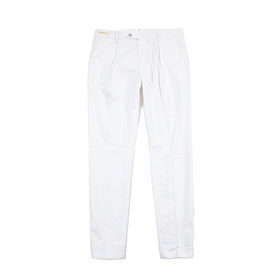 SUMMER SALE|YCHAI “PANATELA” ストレッチコットン ワンタックパンツ / SKINNY FIT ホワイト(BIANCO) 31 | GUARDAROBA MILANO OFFICIAL STORE