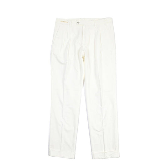 SUMMER SALE|YCHAI “ROBUSTO” リネン混コットン ツータックパンツ / TAPERED FIT ホワイト(BIANCO) 30 | GUARDAROBA MILANO OFFICIAL STORE