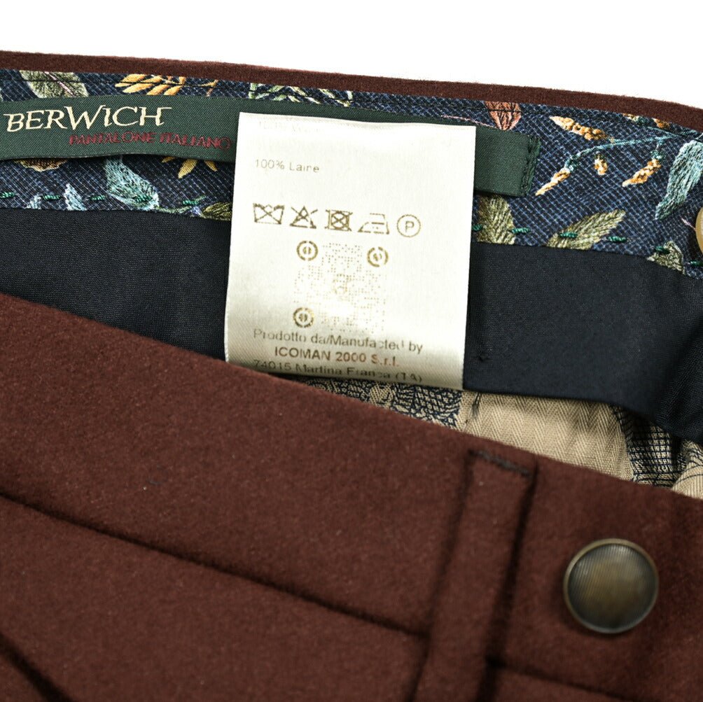 SALE|BERWICH VULCANO Z ウールフランネル ノータックスラックス|413236 - 46|GUARDAROBA MILANO OFFICIAL STORE