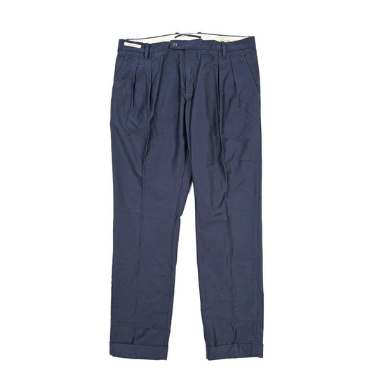 YCHAI “ROBUSTO” コットン100% ツータックチノパンツ / TAPERED FIT ネイビー(BLU) 33 | GUARDAROBA MILANO OFFICIAL STORE