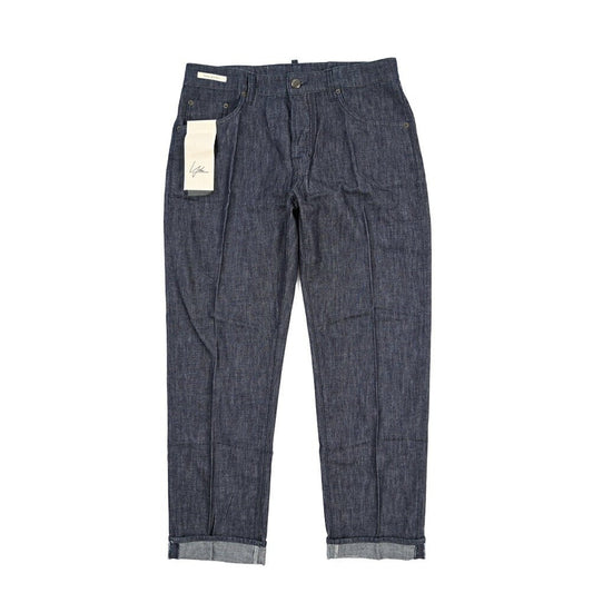 YCHAI “ROBUSTO” コットン100% ノータックデニムスラックス(デニスラ) / TAPERED FIT ネイビー(INDIGO) 32 | GUARDAROBA MILANO OFFICIAL STORE