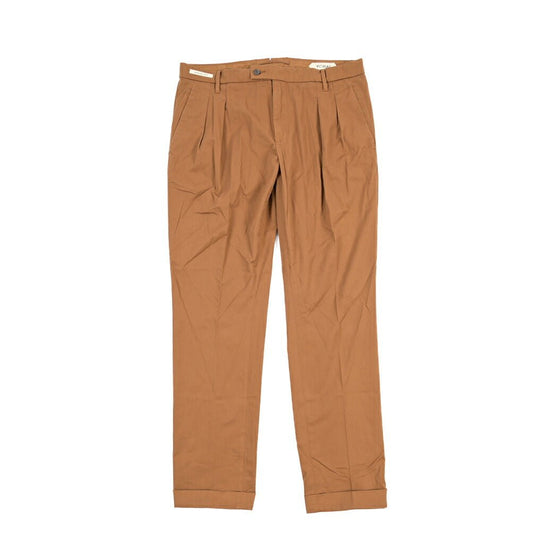 YCHAI “ROBUSTO” ストレッチコットン ツータックチノパンツ / TAPERED FIT ブラウン(COGNAC) 33 | GUARDAROBA MILANO OFFICIAL STORE