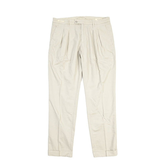 YCHAI “ROBUSTO” リネン混コットン ツータックパンツ / TAPERED FIT ライトグレー(STUCCO) 30 | GUARDAROBA MILANO OFFICIAL STORE